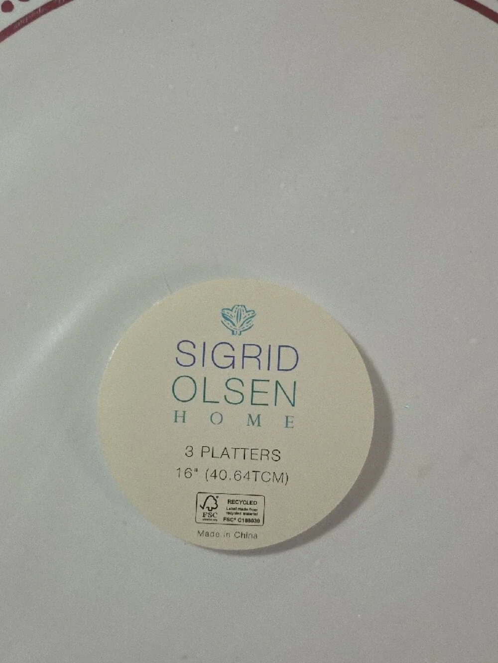 Sigrid Olsen Decorative Plastic Platter Plate in Teal & Burgundy- Set Of 3
